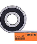 2PACK TIMKEN 6303-2RS Double Rubber Seal Bearings 17mmX47mmX14mm, Pre-Lubricated, shown with packaging