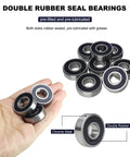10 PCS 6000-2RS Double Rubber Seal Bearings 10x26x8mm shown on hand and surface, chrome steel, pre-lubricated and stable performance.