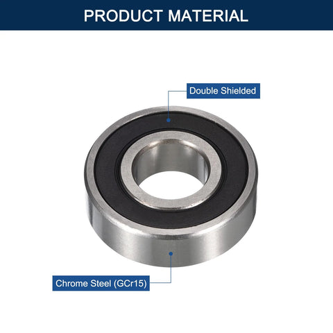 Double Rubber Sealed Angular Contact Bearing 3203-2RS 17x40x17.5mm Chrome GCr15 Steel, highlighting double shields.