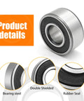 Dual-Seal Angular Contact Ball Bearing 3203 2RS Chrome Steel, 2 Pack, showcasing seals and steel material for industrial use