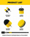 6Pack Drill Brush Power Scrubber Cleaning Brush Extended Long Attachment Set with various brush sizes for grout and surface cleaning