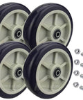Drywall & Sheetrock Dolly Polyurethane Wheels with Axles Set of 4 - USA Made, showing side view of 8in wheels and axles
