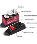 2 Pack High Torque 40KG Digital Servo, DS3240MG Full Metal Stainless Steel Gear Waterproof Steering RC Servo gears and casing labeled