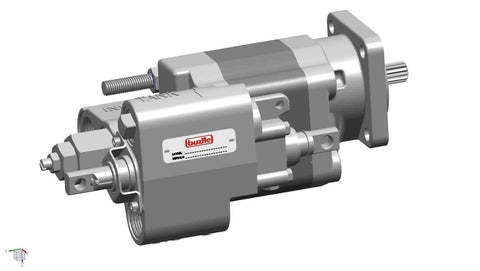 Buzile Dump Pump BC102-25LMS Replacement C102D-25-1 T102AX-25-L-25 E2XL27-2BPRL in side view with mounting flange.