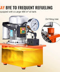Electric Hydraulic Pump, 10000 PSI 750W 110V shown with large 488 in³ oil tank, single acting manual valve, and lever switch.