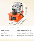 Front view of Electric Hydraulic Pump, 10000 PSI 750W 110V, 488 in³/8L Capacity, showing size and specifications