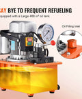 10000 PSI 750W 110V 488 in³/8L Capacity, Double Acting Manual Valve, Electric Driven Hydraulic Pump Power Pack Unit, Orange