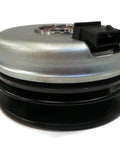 Side view of Electric PTO Clutch for Exmark 104-3334, 1043334, 105-3462 117-7468, 1177468 showing pulley and connector.