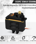 12g Servo EMAX Servo RC Steering Servo with Servo Arm Steering Link and Brass Servo Mount for Axial SCX24 AX24 RC Car Upgrade Parts（Black）