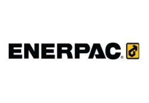 Enerpac logo depicting brand emblem and name in black text on a white background.