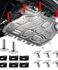 Engine Splash Shield Hardware Kit 14 Piece Set With Lower Cover Pins Screws And Clips Aluminum Alloy Built To Last shown installed