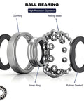Exploded view of 10 PCS 6000-2RS Double Rubber Seal Bearings 10x26x8mm, showcasing inner and outer rings, rolling beads, and seals