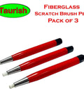 Three red fiberglass scratch brush pens for jewelry, watch, coin cleaning, electronic applications, rust, and corrosion removal pack of 3