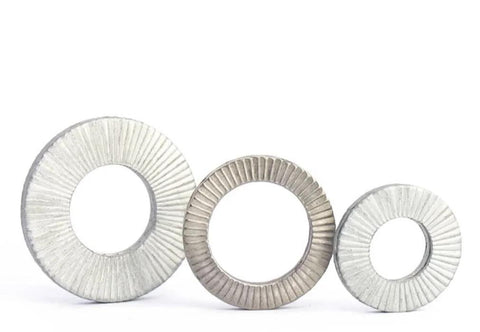 Three Five Eighth Inch Belleville Self Locking Washers For Automotive Equipment in various sizes and coatings