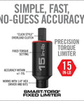 Fixed 15 Inch-Lb Torque Limiter with Click-Style Clutch, Accuracy Within +/- 5%, Compatible with 1/4" Hex Drivers and Bits