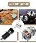 Collage showing 4 Piece 6mm Flange Coupling Connector Set with RC motors and model gear systems, focus on precision plated steel.