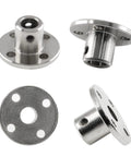 Two-Pack 6mm bore flange shaft couplings with 10mm OD and 22mm base for DIY RC motors, shown from multiple angles