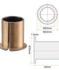 Flanged Sleeve Bearing 20mm Bore 23mm OD 30mm Length 30mm Flange Diameter One Point Five Millimeter Flange Thickness diagram