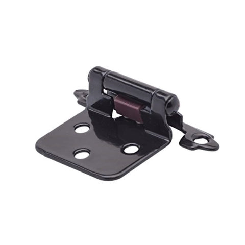 Close-up of ✝️ 2-Pack 2-inch Overlay Hinge, 1 Pair, Flat Black, 10-Pack showing hinge and mounting plate.