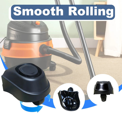 2 Pack Foot Caster And Caster Wheel Kit 12388 And 12293 Compatible With 6 Gallon And 16 Gallon Wet Dry Vacuums Replacement Caster Accessories Durable Plastic Construction With Smooth Rolling Bearings shown with vacuum