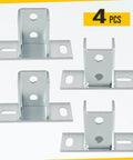 Four-pack U post base brackets for 1-5/8 inch strut channel provide secure floor ground mounting with galvanized carbon steel