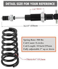 Adjustable front coilover shocks with 500 lb springs deliver improved handling and ride comfort for classic builds, details shown