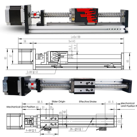 FSL40 Linear Guide Version Two Point Zero CNC motion table with ball screw, Nema 23 stepper motor, 1000mm aluminum structure