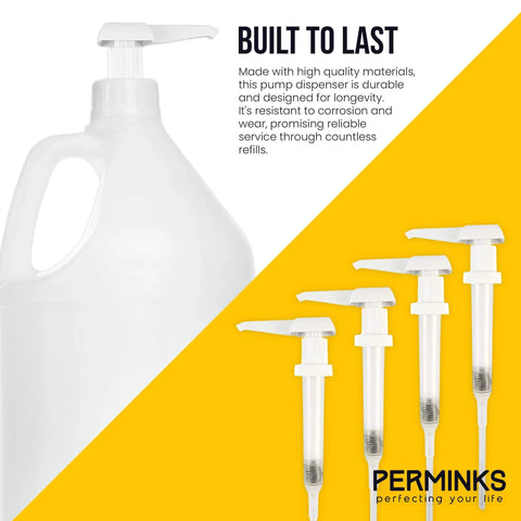 1 Gallon Pump Dispenser - Gallon Pump for Shampoo, Detergent, Lotion & Body Wash, Liquid Dispenser Pump 4 Pack shown with bottle