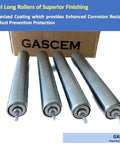 1.5" Dia 10"BF Length Galvanized Steel Conveyor Roller, Axle Diameter 1/4" I Pack of 4 Replacement Steel Rollers displayed