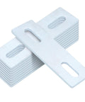 Ten pack galvanized washer plates reinforce U bolts and dock cleats with 1/8 inch thick electro-galvanized steel, sized 4-1/2 x 1-1/2 inches.