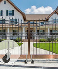 4 Inch Spring Gate Caster For Wooden Doors And Fences Heavy Duty Wheel With Thickened Brackets Black Hard Rubber installed on gate