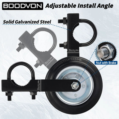 Heavy Duty Gate Wheel Caster Kit For Chain Link Fence Swing, 6 Inch Wheel, heavy-duty steel with adjustable install angle
