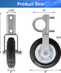 2 Pack Gate Wheel For Metal Swing Gate With 1-5/8 To 2 Inch Frames, Heavy Duty Fence Gate Wheel, Side and Front View
