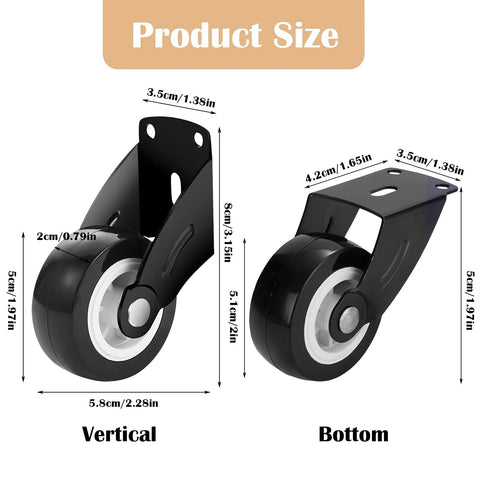 2 Inch Gate Wheel Set For Sagging Wooden Doors Anti Sagging Bottom Mount Rollers With Screws Vertical Or Bottom Mount