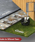 Gate Wheels With Side Brake For Farm Yard Gates And Barn Doors Spring Loaded Gate Casters on diverse surfaces.