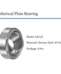 Spherical Plain Bearing 11.8 By 22 By 10 Mm Self Lubricated Chrome Steel Two Pack for Maintenance Free Rotation