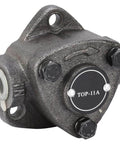 Front view of Gear Oil Pump 0.5Mpa 1800r/min Insert Type Lubricating Cycloid Oil Pump Replacement Part for Lathe Drilling Milling Grinding Machine Hydraulic Equipment Accessories(TOP-11A) showing iron body and bolt fixtures.