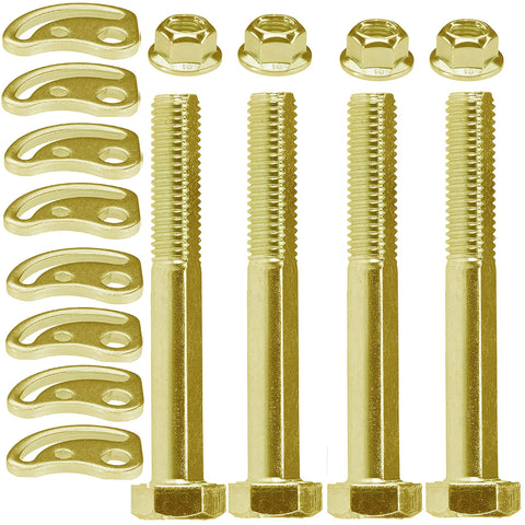 Four Piece Alignment Caster And Camber Kit For GM Trucks And SUVs Restores Factory Specs With Camber Adjustment Plus Or Minus One And A Half Degrees Reducing Tire Wear And Steering Pull Made In USA Anti Corrosion Protected Hardware Fits Tahoe Yukon