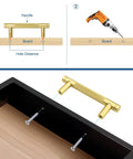 Diamond Knurled Gold Cabinet Pulls Set For Kitchen 5 Inch Hole Center Aluminum Alloy Handles installation guide