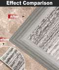 Before and after installation of 10Ft Carpet Floor Transition Strip, Self Adhesive Floor Edging Trim Strip, PVC Threshold Cover for Doorway, Gray Forest
