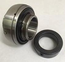 HC202 axle bearing insert with eccentric collar, 15mm ID, 47mm OD, designed for precision in machinery and conveyors.