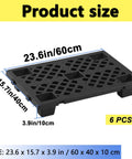 Six Pack Plastic Pallets for Basement Storage Lightweight Waterproof Floor Pallets with Interlocking Breathable Grids, size 60cm x 40cm x 10cm.