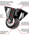 12 Pack 2 Inch Rigid Caster Wheels Non Swivel All Black Polyurethane Heavy Duty Non Marking Quiet 150 Lb Load Capacity Per Wheel.