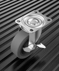 3" Caster Wheels Set of 4 - Heavy Duty Swivel Plate Casters with Rubber Wheels, Locking Brake Castors for Furniture, Carts, and Workbench