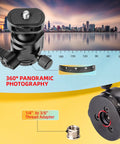 Heavy Duty Ball Head Mount with Built In Three Eighths to One Quarter Inch Adapter, 360 Degree Panoramic Metal Camera Mount
