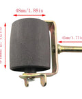 Close-up of a metal bed frame caster with brake, showing dimensions for standard leg sockets; two pack heavy duty metal bed frame casters with brakes locking casters for furniture standard leg sockets on bed frames 600 lb weight capacity smooth rolling on carpet or hard floors.