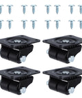 4 Pack 1 Inch Caster Wheels Heavy Duty Low Profile Plate Swivel Casters With Double Nylon Wheels 1100 Lb Load Capacity Anti Wear Furniture Casters Extra Wide Smooth Roll For Bed And Workbench Black