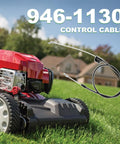 Heavy Duty Control Cable 946-1130 Direct Replacement for Riding Lawn Mowers with Weatherproof PTFE Coated Inner Wire displayed on grass