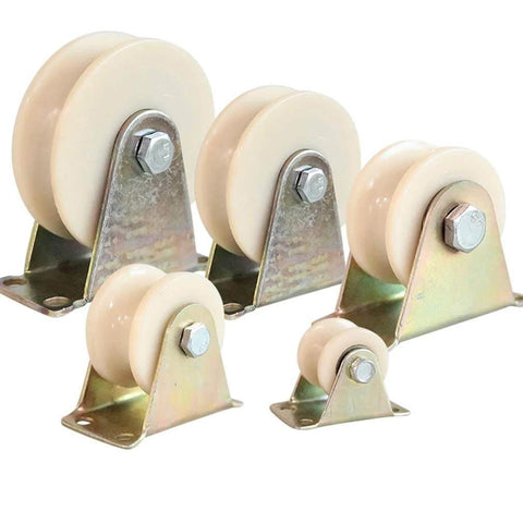 Set of four Pulley, Pulley Wheel, Directional Sheave, Track Wheel for Round Tube, Double Bearing for Industrial Machines