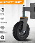 8 Inch Heavy Duty Gate Wheel With Solid Rubber Tire And Shock Absorbing Springs, 750 Lb Weight Capacity, corrosion resistant